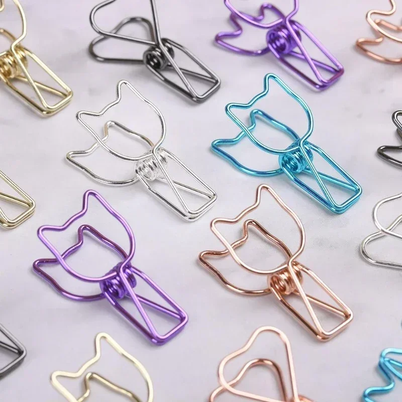 6PCs Set Hollowed Out Metal Binder Clip Long Tail Office Book Folder Paper Organizer