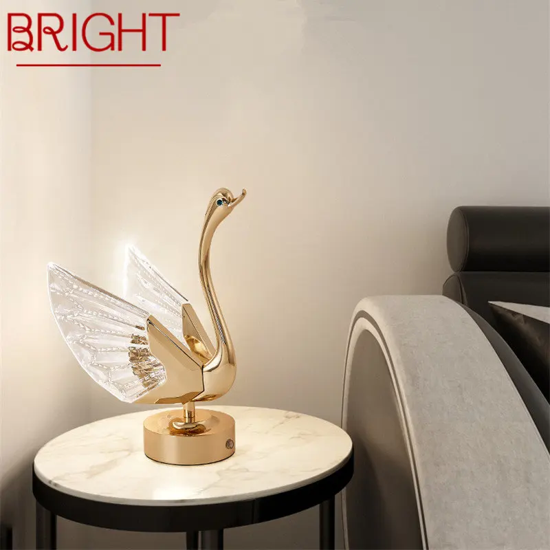 

BRIGHT Modern LED Swan Rechargeable Table Lamp Creative Design Desk Light Decor For Home Living Room