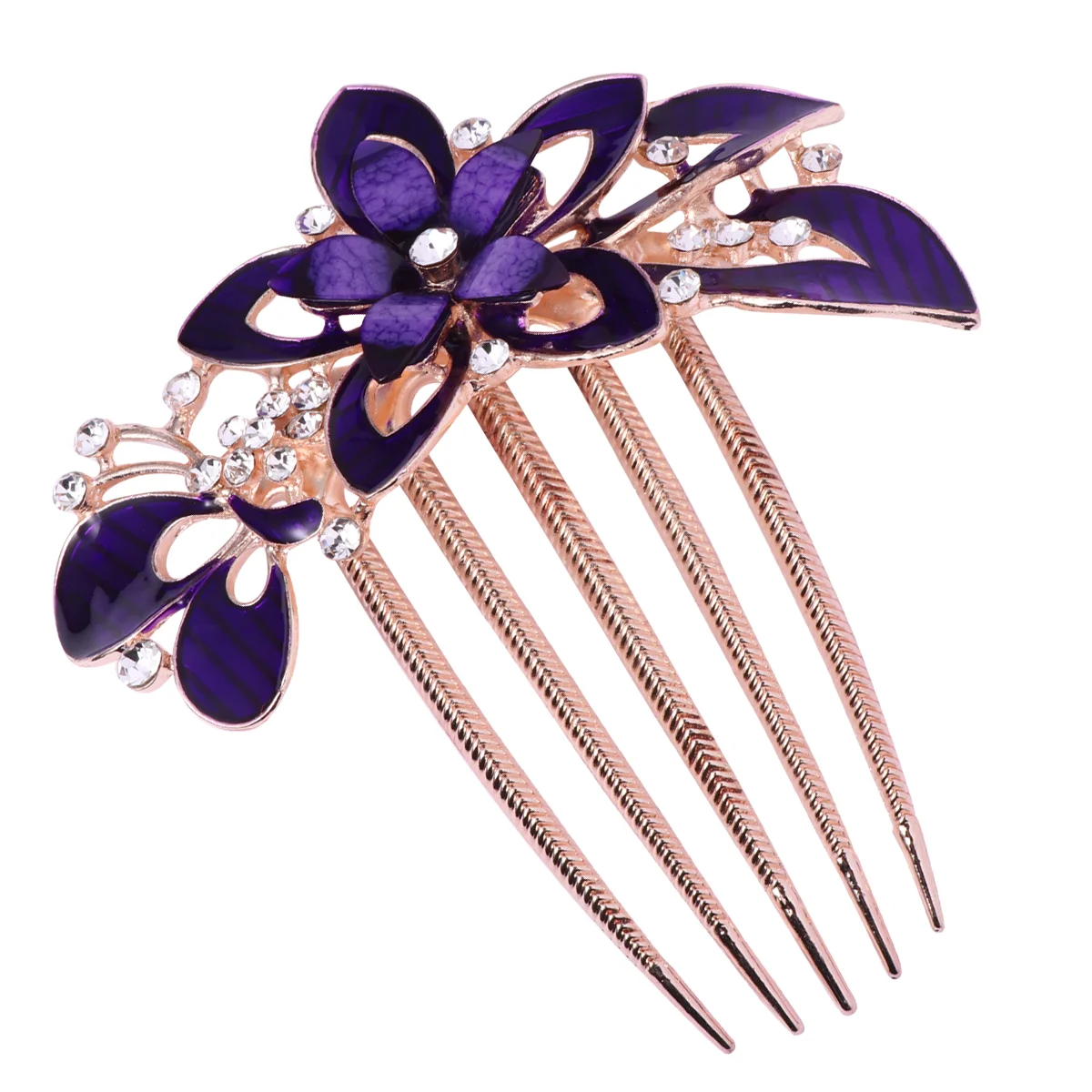 

Flower Bride Hair Comb Delicate Headwear Headdress Wedding Dress Accessories Party Hair Ornament for Female Women (Purple)