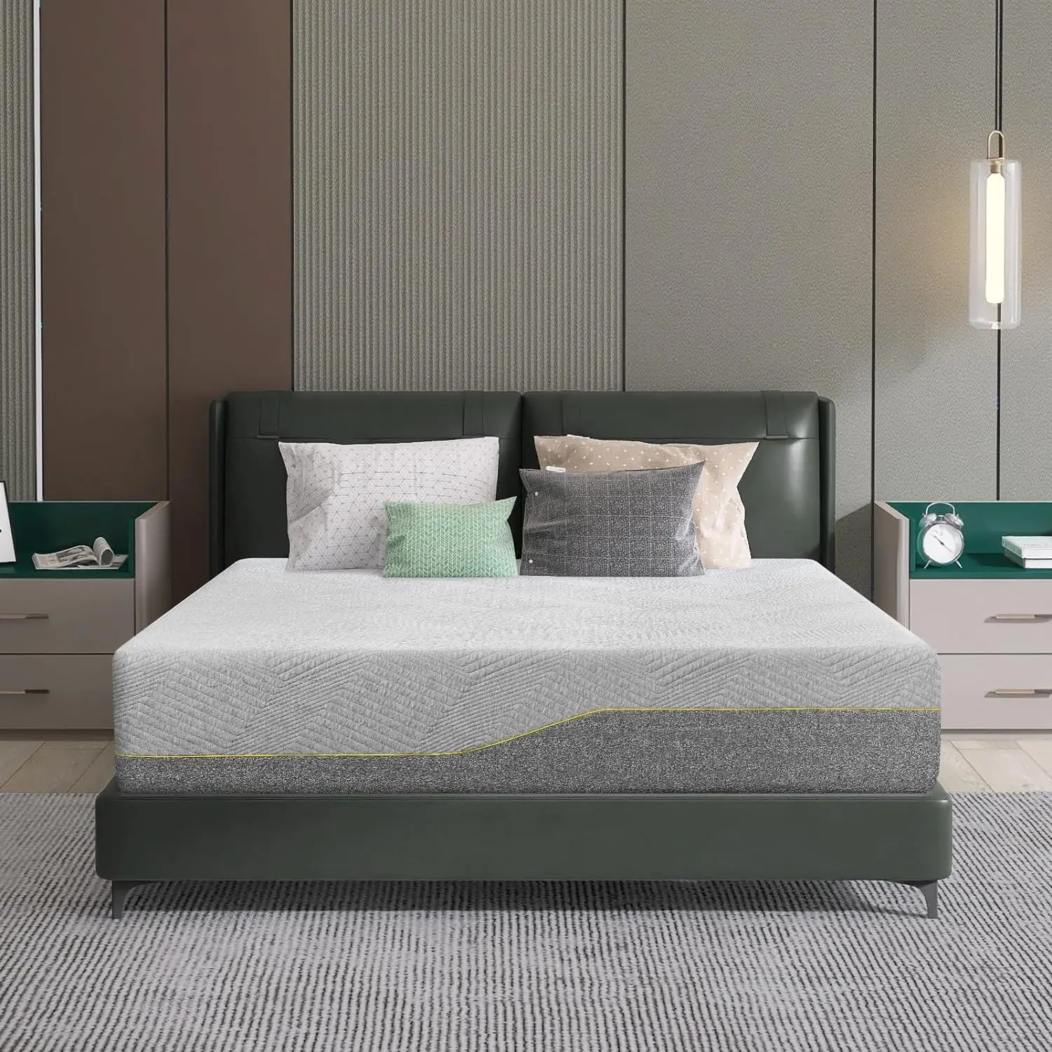 

Memory Foam Mattress Full Size 14 Inch Mattress, Cooling Green Tea/Gel Medium Firm Mattress in a Box