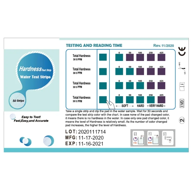 Water Quality Test Kit Water Hardness Test Strips Test for Hardness of Water Softener Dishwasher Well Spa Pool Testing Set
