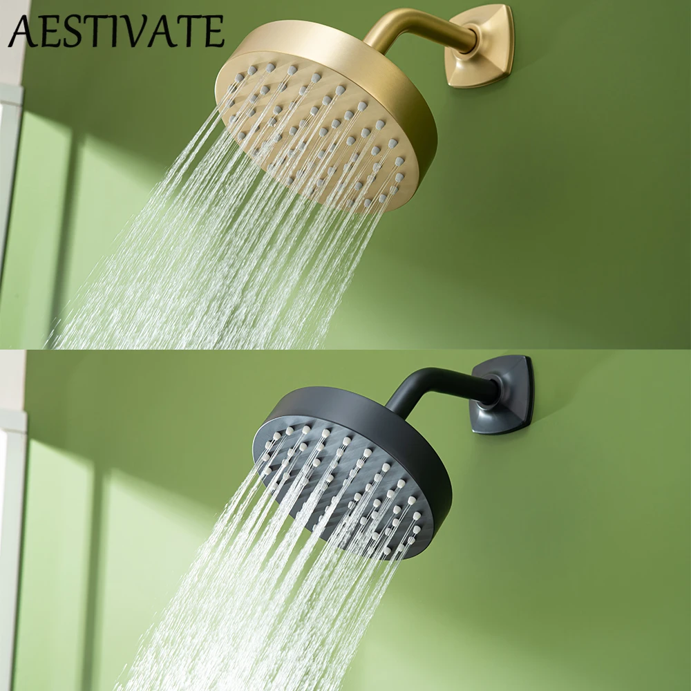 Cabezal de ducha de lluvia de acero inoxidable sólido para baño, cabezal de ducha de alta presión pequeño negro mate, montado en la pared, ducha de pulverización superior de baño ajustable