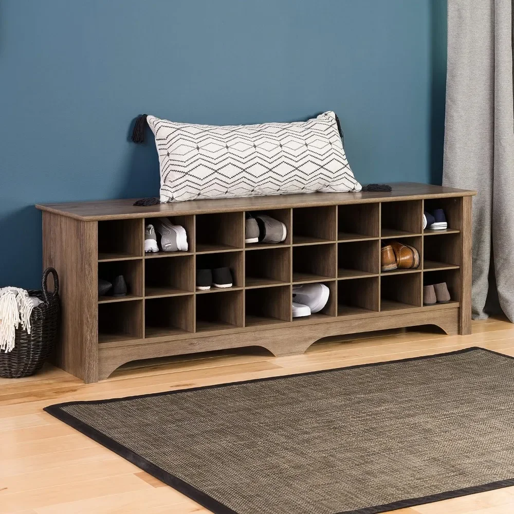 24 Pair Shoe Storage Cubby Bench Stool Drifted Gray Freight Free