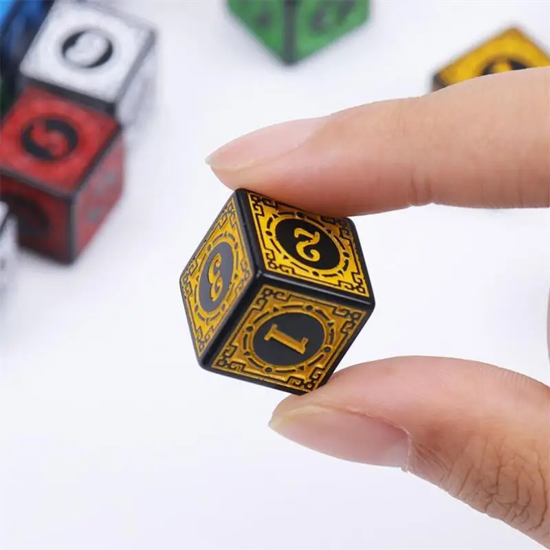 Game Dice Dice Set Acrylic Dice 10pcs/Pack Acrylic D6 Carved Pattern Dice 6-Sides Accessories Polyhedron Colorful Dice Digital Game Cubes