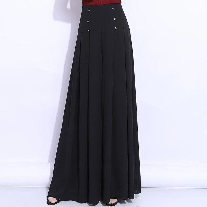 

Женские шифоновые брюки, красные, с высокой талией, с широкими штанинами, черные, 2022-летние, свободные, 5XL