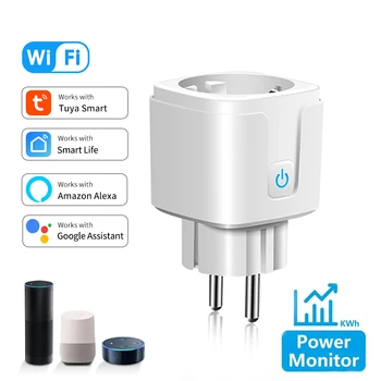 Tuya Smart Socket EU 16A AC100-240V WiFi Smart Plug with Power Monitoring Outlet Alexa Google Home Voice Control Smart Life APP 1