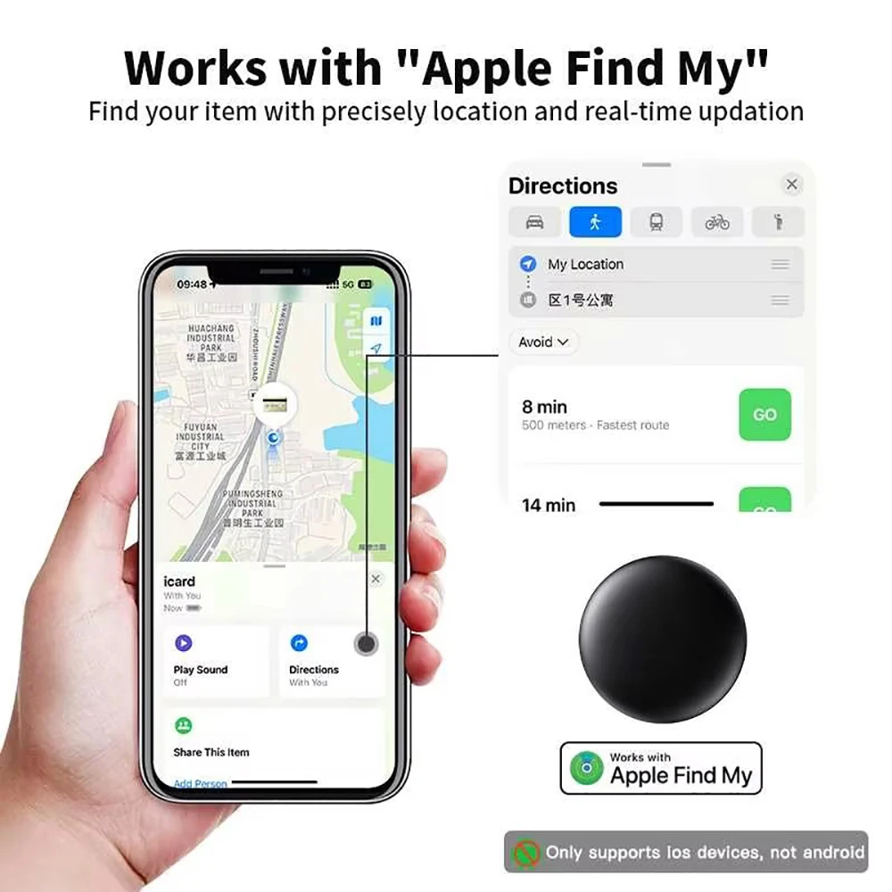 Mini GPS Bluetooth Tracker Air Tag Anti-Lost Device Pet Collar with Tracker elderly Kids Wallet IOS Smart Finder Locator