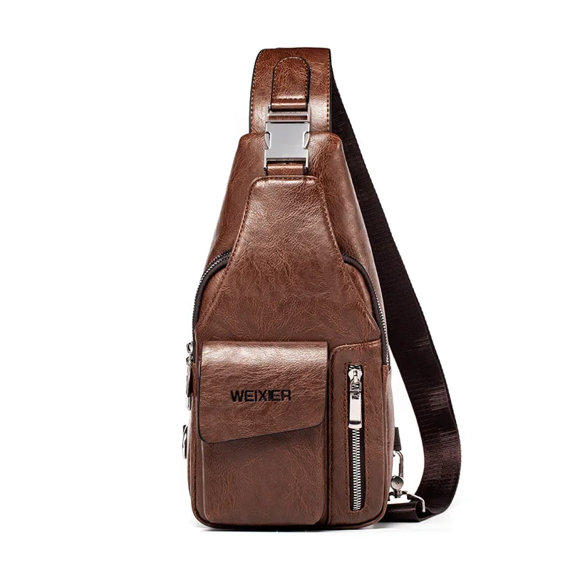 2024 HOT Men Messenger Bags high quality PU Leather Casual Crossbody Bag Fashion Men's Handbag men chest bag Male Shoulder Bag