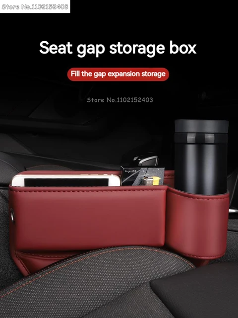 Creative Faux Leather Car Seat Gap Filler Large Capacity Easy Installation  Automotive Seat Storage Box with Cup Holder Universal Seat Gap  Organizer-Wine Red,Left 