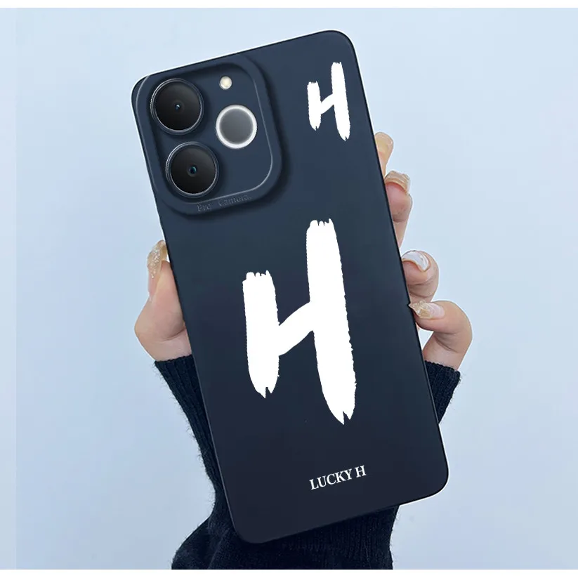 Cute Initial Letters Shockproof Soft Silicone Phone Case Cover Bumper