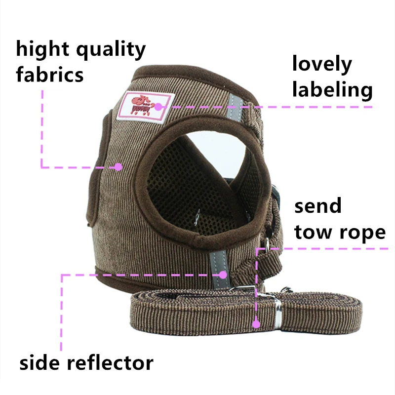 Pet Vest Harnesses Reflective Dog Leash Cat Collars Puppy Dog Harnesses Leads Dogs Cats Tow Rope Lead Pet Supplies