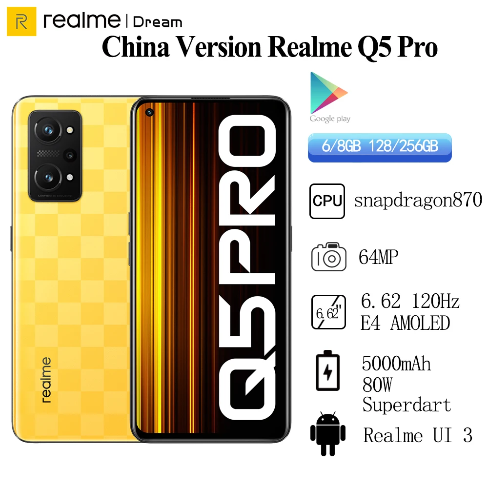 Global Rom Realme Q5 Pro(GT Neo 3T) 5G Snapdragon870 6.62