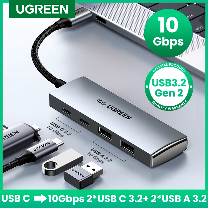 Ugreen Usb c Hub 10gbps Tipo-c 3.2 Gen2 Usb Divisor Usb c Usb um Hub Porta Usb 3.2 para Macbook Pro tipo de ar Adaptador Multiport c