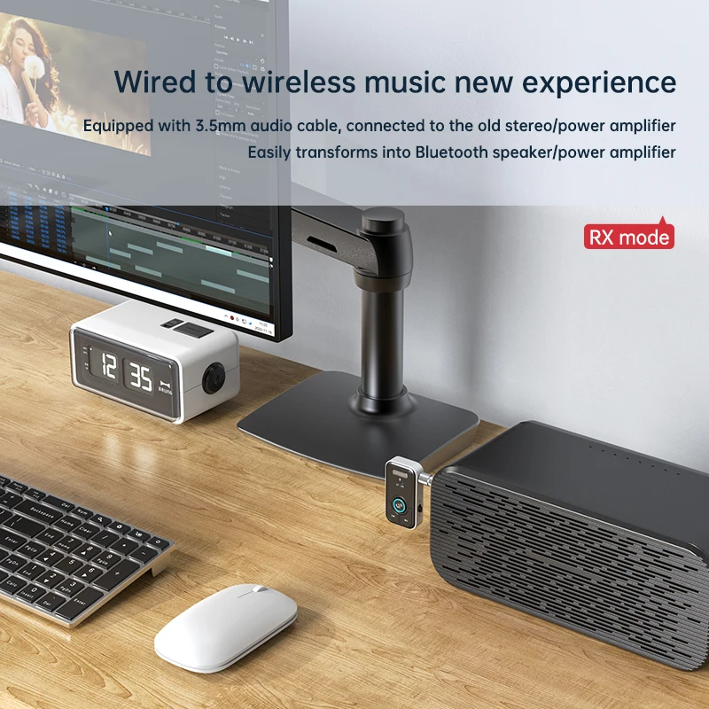 Bluetooth Adapter Bluetooth Audio Receiver Bluetooth Transceiver Adapter Bluetooth Aux Adaptor T67 Upgraded Bluetooth 5.4 Transmitter Receiver 3.5MM AUX RCA With Mic HiFi Stereo Music Wireless Adapter For PC TV Car Airplane
