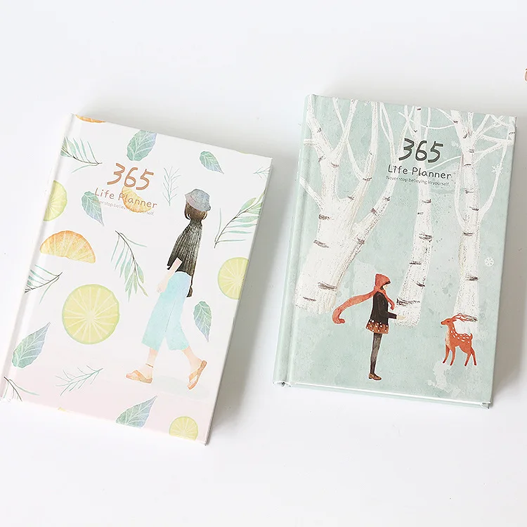 Colorful Illustrated Yearly Planner & Journal Diary - Daily Life Record Book & Stationery Gift