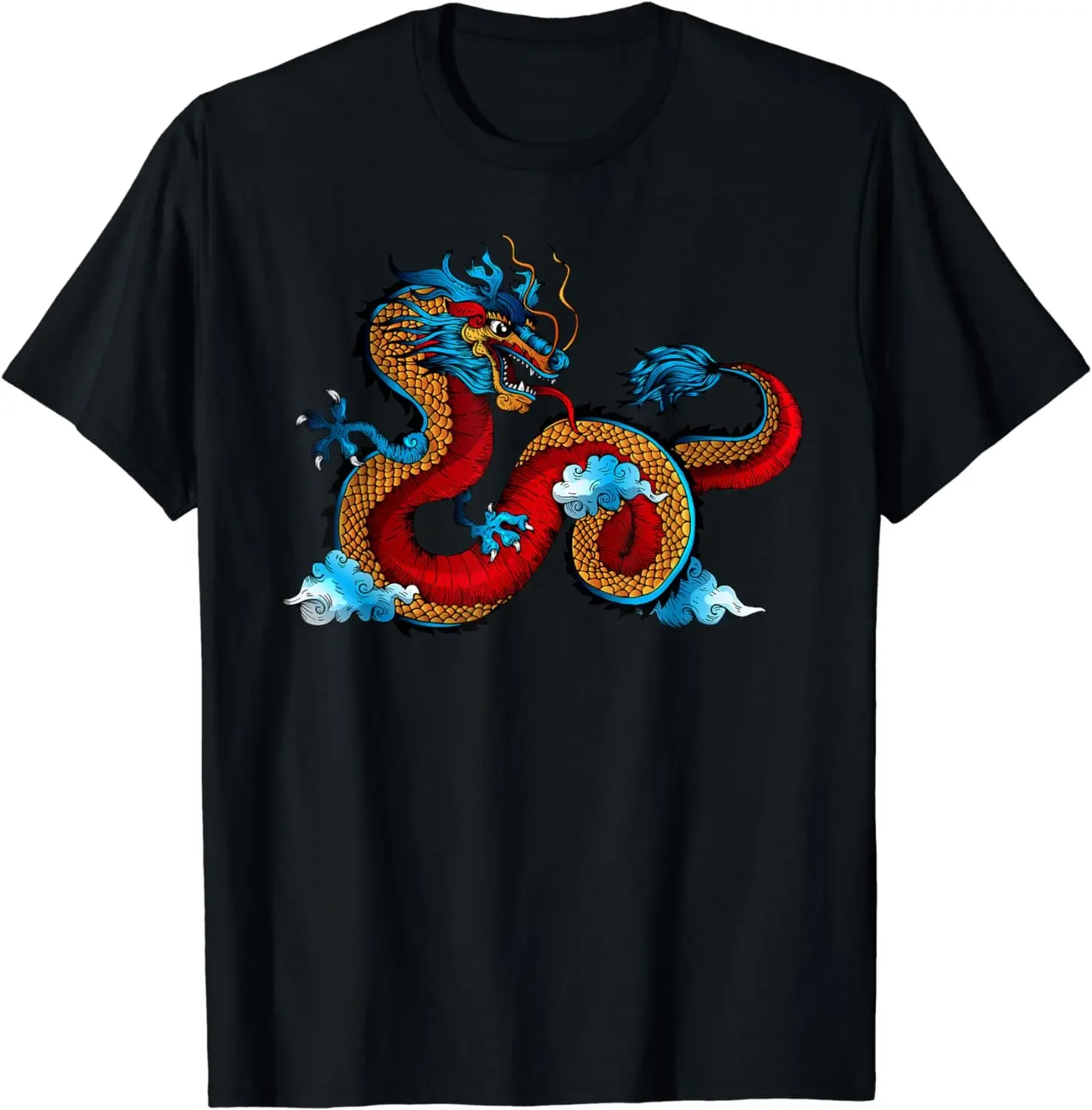 

New Year Gift Beautiful Chinese Dragon in The Clouds Art T-Shirt Men Clothing Streetwear Graphic T Shirts Anime Tshirt