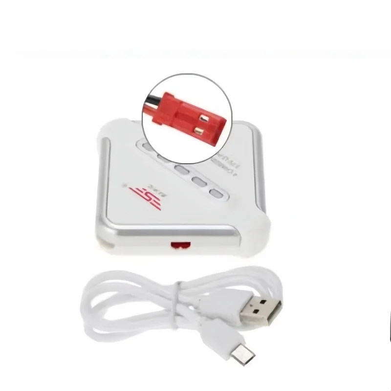 Chargeur multiport USB LiPo 3.7V 1S JST vu de face, affichant quatre LED indiquant l'état de charge.