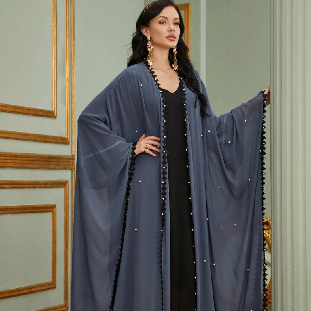 Kaftan Arabic Hijab Dress Kimono Cardigan Dubai Abaya Eid Mubarak Turkey Abayas for Women Caftan Marocain Robe Musulmane Longue