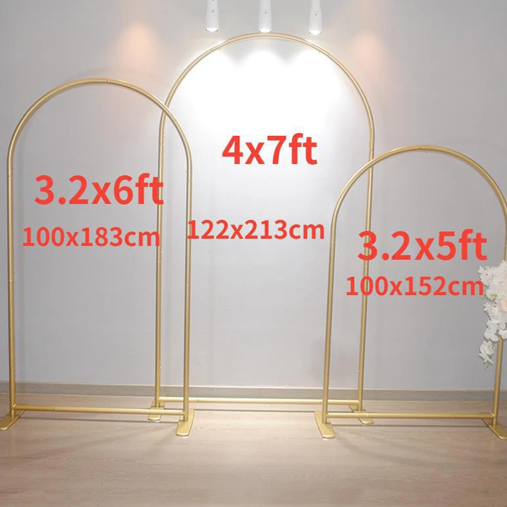 7/6.6/6/5Ft Metal Wedding Arch Fondale Stand Arco A Palloncino Facile Montaggio Palloncini Di Compleanno Fondali Per Feste Coperture A Doppia Faccia
