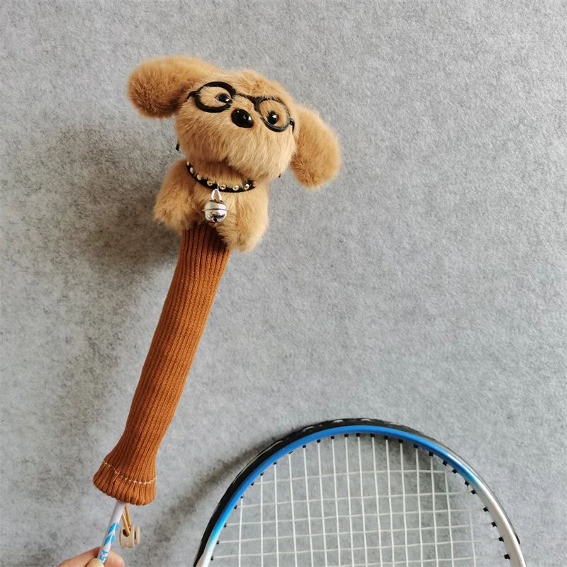 White Dog Badminton Racket Handle Cover Plush Doll Grip Protectors Handcraft Gift Look For Agent