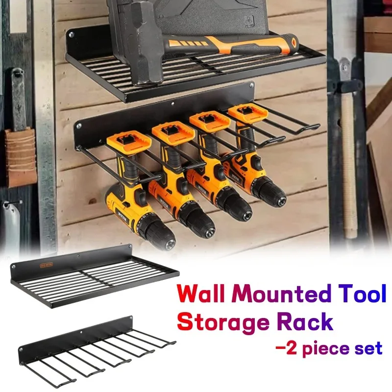 

2 Piece Set of Electric Drill Screwdriver Tool Rack Wall Mounted Tool Storage Rack Electric Drill Storage Rack Tool Organizer