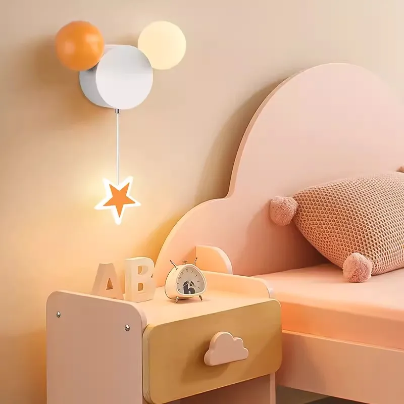 

Modern Children's Room Wall Lamps LED Cute Girl Boy Bedroom Bedside Lamp Cartoon Simple Creative Nursery Baby Room Wall Lights