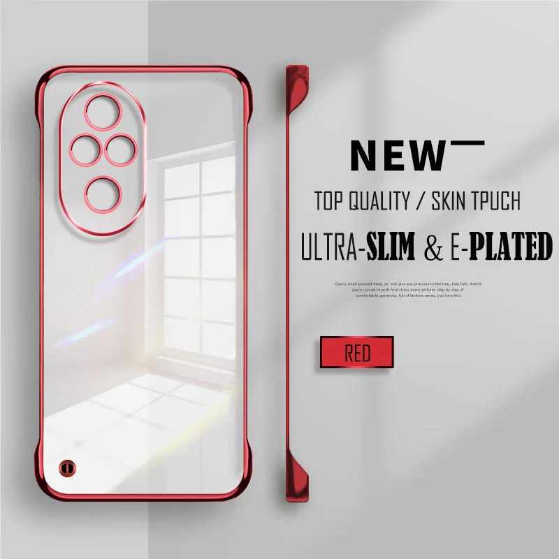 Luxury Plating Transparent Frameless Ultra Thin Case with Clear Lens Protection Cover