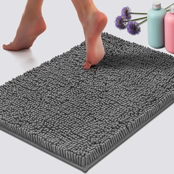 Tappetino da bagno in morbido peluche assorbente in ciniglia, lavabile in lavatrice, antiscivolo, adatto per vasche da bagno e docce 1