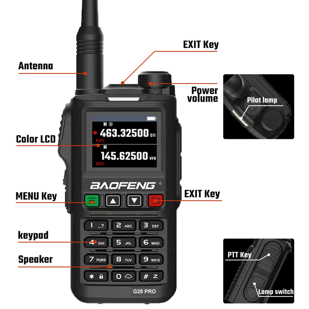 2025 Baofeng UV-G28 Pro 10W Walkie Talkie 999 Channel Powerful Station Hunting Ham Four Band Radio Wireless Set Receiver VHF UHF 5