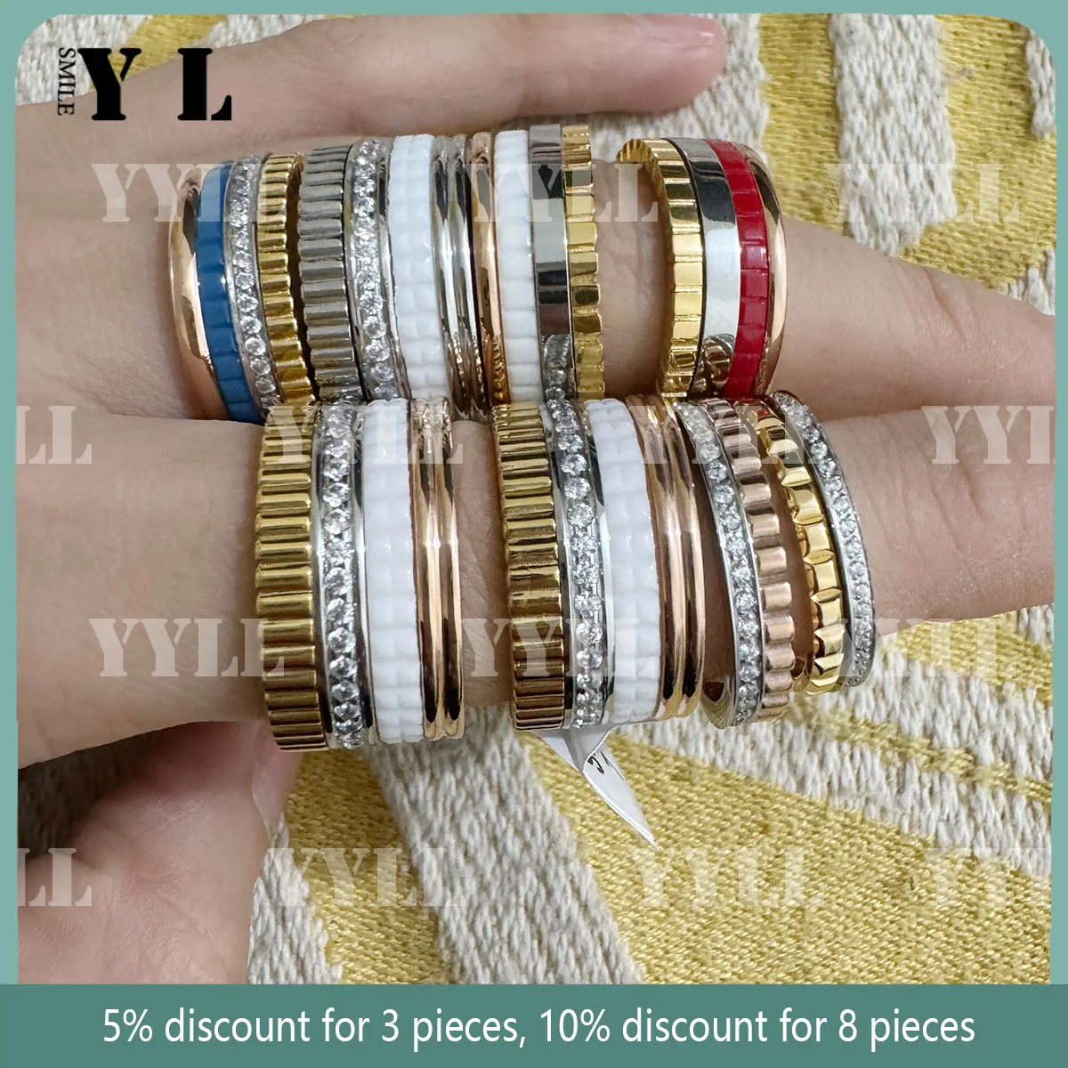 

Hot selling S925 Sterling Silver Ceramic Rotating Gear Ring for Women's Mix and Match Fashion Brand Luxury Couple Jewelry