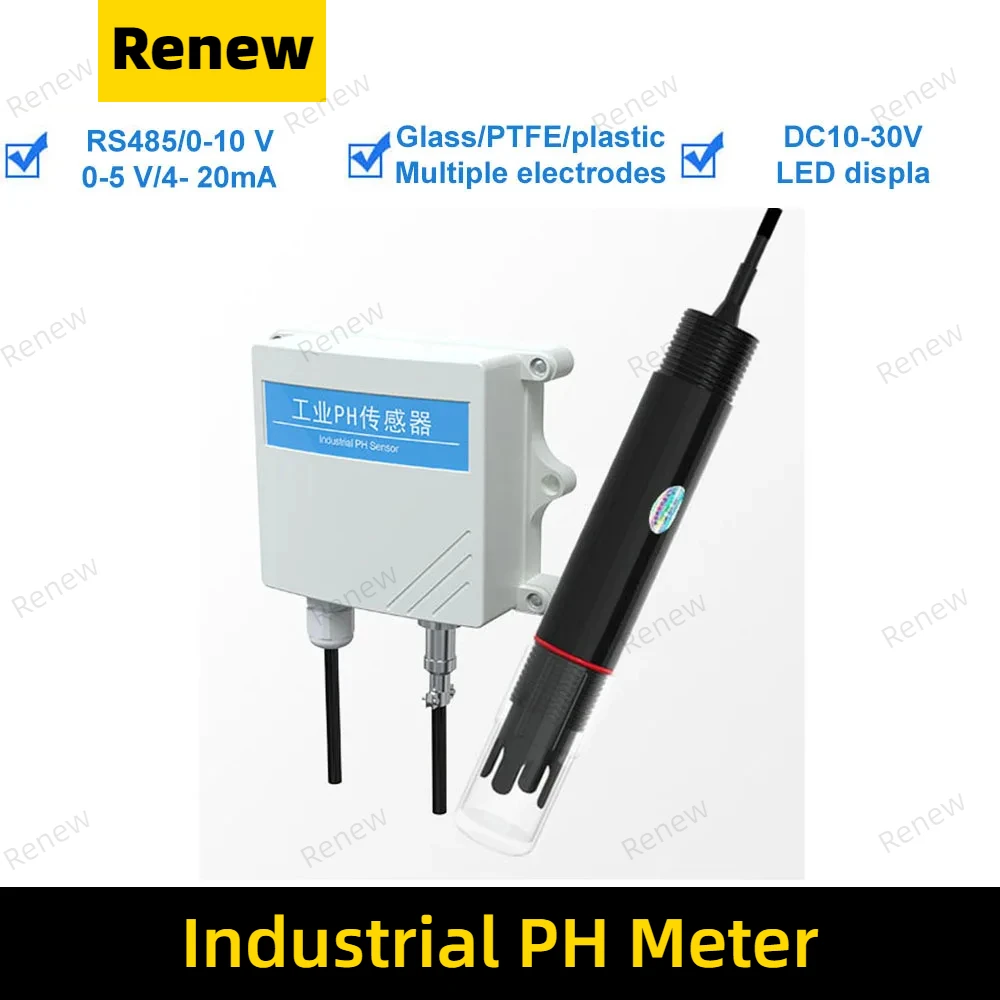 Water Quality Ph Sensor Industrial Electrode Probe Controller Online Analysis And Monitoring Ph Meter Orp Detector Rs485 Sensor