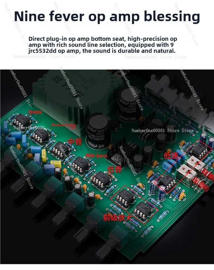 EQ500 Audiophile Pre-Amplifier 5-Band EQ Tone Audio Processing Effects Small Mix
