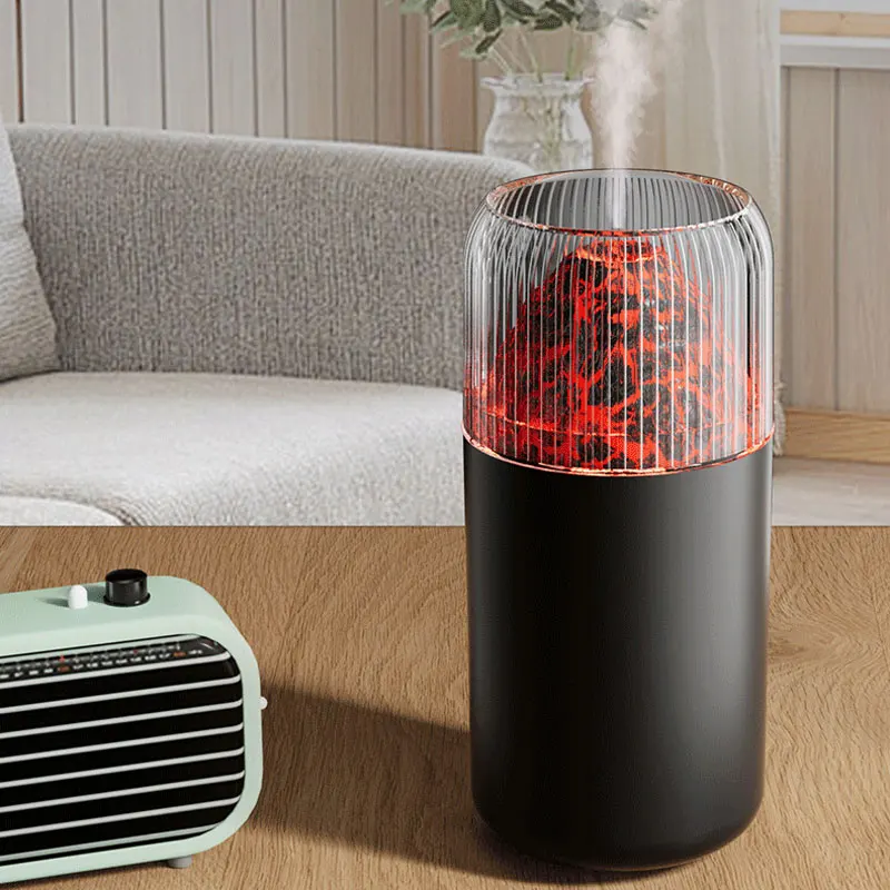 Air Humidifier with Colorful Night Lights Simulation Colorful Flame Volcano usb Power Car Desk Bedroom Humidification