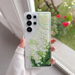 Glow In The Dark Valley Lily Glitter Bling Soft Case - Luminous Cover - Galaxy S22 (Small Lily)
