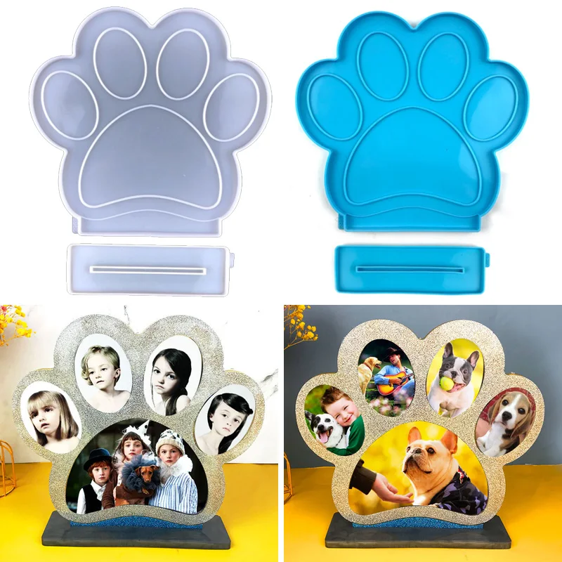 Dog Paw Shape Photo Frame Ornament Resin Mold DIY Making Photo Frame Desktop Decoration Epoxy Resin Mold Handicraft Tools three layer fruit dish mold tea tray silicone molds epoxy resin storage tray mould for table decoration diy coaster accessories