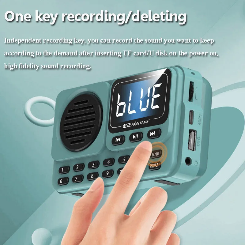 Portable Clock FM Radio HD LED Display High Sensitivity Radios Wireless Bluetooth Speaker Support Dual Alarm Clock HD Recording