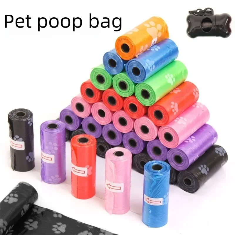 Saco para recolher fezes de cachorro para uso externo, pacote com 15 unidades por rolo, refil para produtos para animais de estimação (GQJYP31)._voghion.com