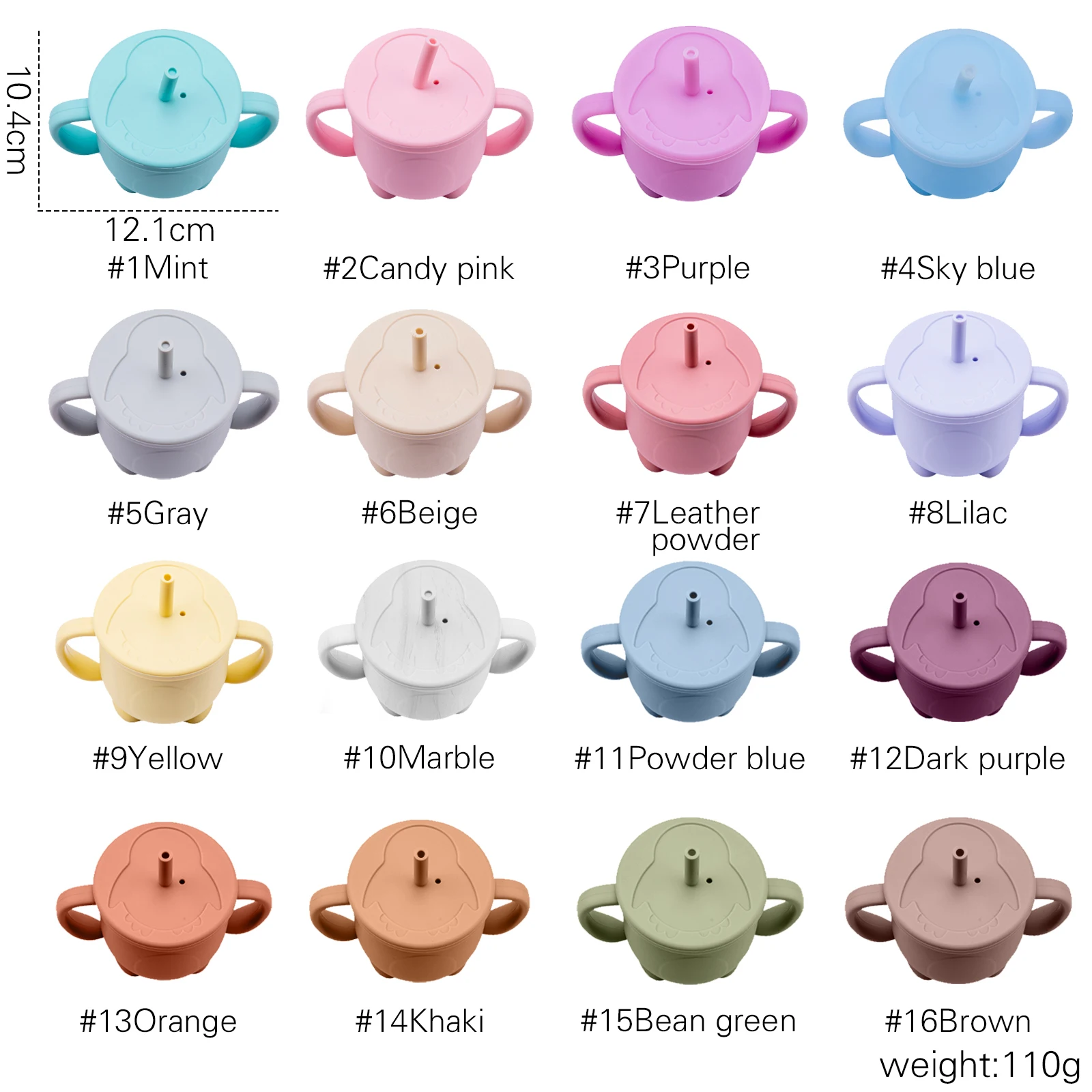 Baby Feeding Cups Straw Bottle Sippy Cup Silicone Baby Cup Double Handle Sippy Cups Drinkware Child Anti-Hot Leakproof Water Cup 6