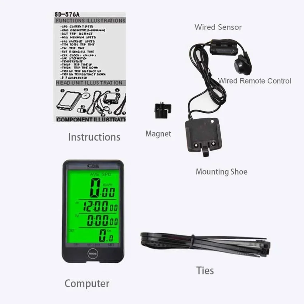 자전거 컴퓨터 터치 스크린 유선 스톱워치, USB 충전식 자전거 속도계, 주행 거리계, 자전거 타이머, 576A