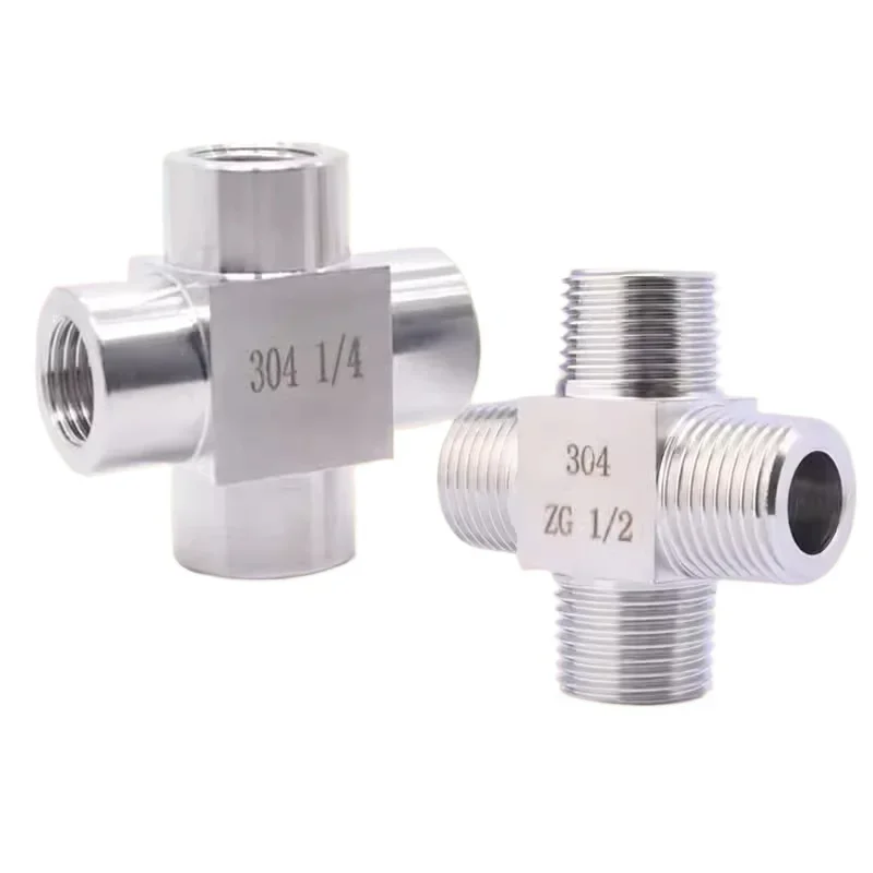 

4-ходовой разветвитель BSP NPT M14 M20, 1/8 дюйма, 1/4 дюйма, 3/8 дюйма, 1/2 дюйма, 1 дюйм, женский, мужской, крестообразный блок 3/4, соединитель из нержавеющей стали для труб
