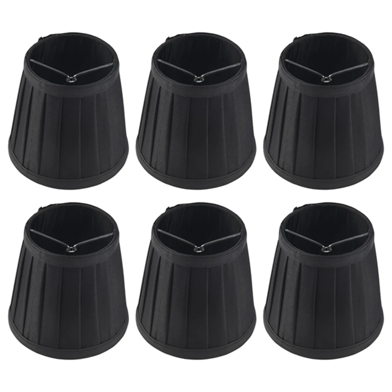 

Hot Clip On Lampshades Candle Chandelier Lampshades For Ceiling Pendant Light Table Lamp Floor Light 6 Pcs Black