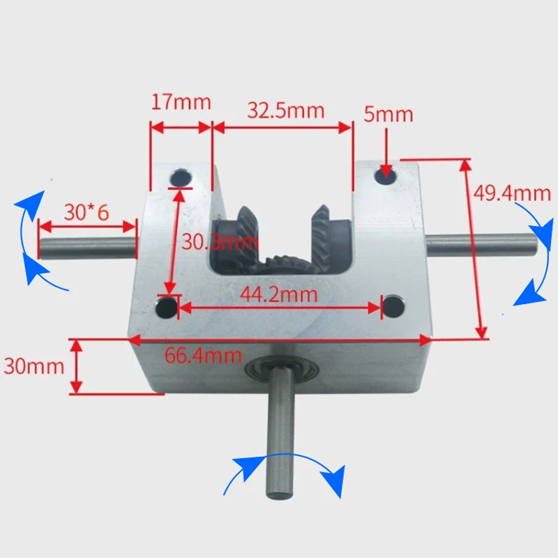 Diferenciál spojování gearbox 90 stupňů 1:1 spirála zkosená mechanismus 6/8/10mm koaxiální malý kout zařízení spirála zkosená gearbox