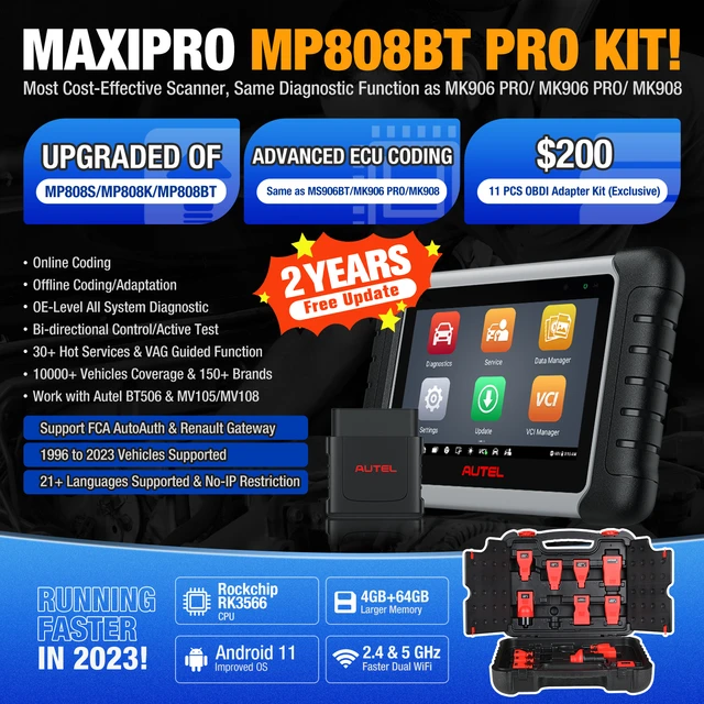 Autel Maxipro Mp808bt Pro Kit Obd 2 Diagnostic Tool Ecu Coding