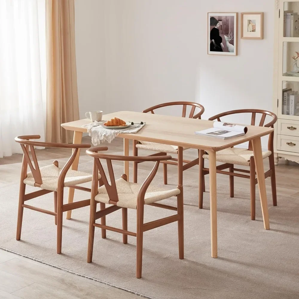 

Деревянные обеденные стулья Wishbone середины века, современные деревянные стулья для пляжного дома, полностью собранные, эргономичный дизайн, простой и элегантный