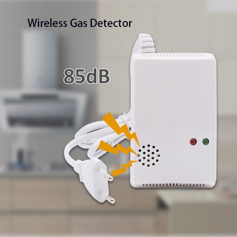 Wireless 433MHz Kitchen Fire Sensor Detector Gas Sensor Alarm with Light and Sound 85dB for House Smart Life Security Protection lora 4g gprs nb wireless hydrogen gas detector h2 lora wan sensor manufacturer with cloud server