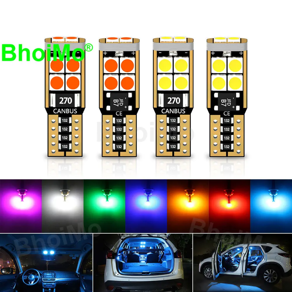 BhoiMo W5W T10 Led WY5W Super Bright 194 168 10SMD 3030 Car Led Dome License  Plate Light Interior Parking Read Signal Tail Lamp - AliExpress
