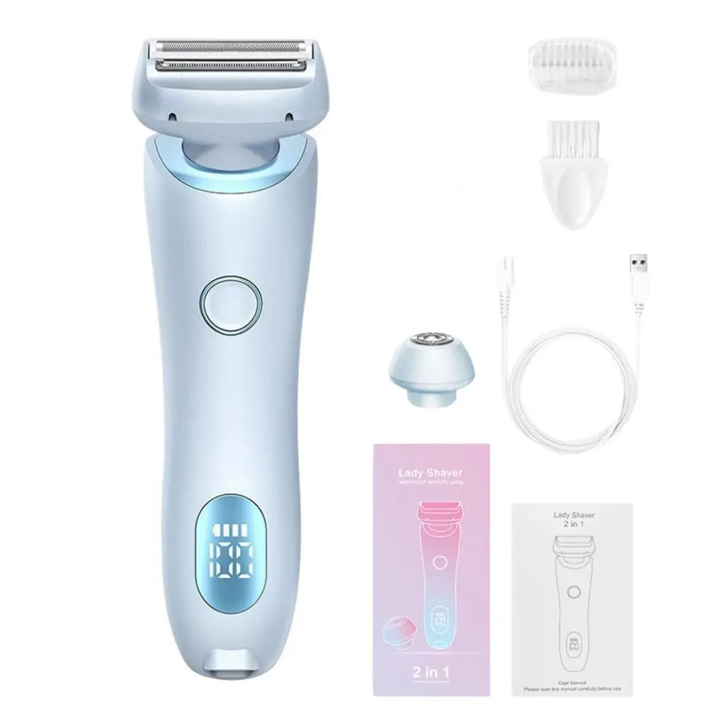 여성용 듀얼 헤드 바디 헤어 트리머, USB 충전식 전기 제모기, 얼굴 바디 비키니 부위용 방수 제모 장치