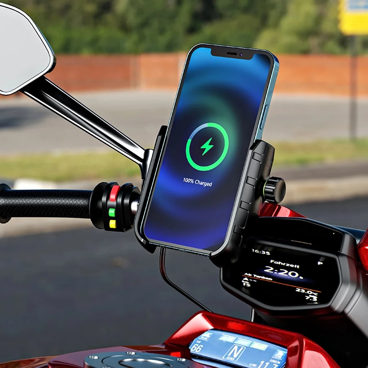 Motorcycle Phone Holder Wireless Charging Cradle 3.0 Quick Charger GPS Moto Support Cellphone Handlebar Mount for 4-7 Inch Phone_voghion.com