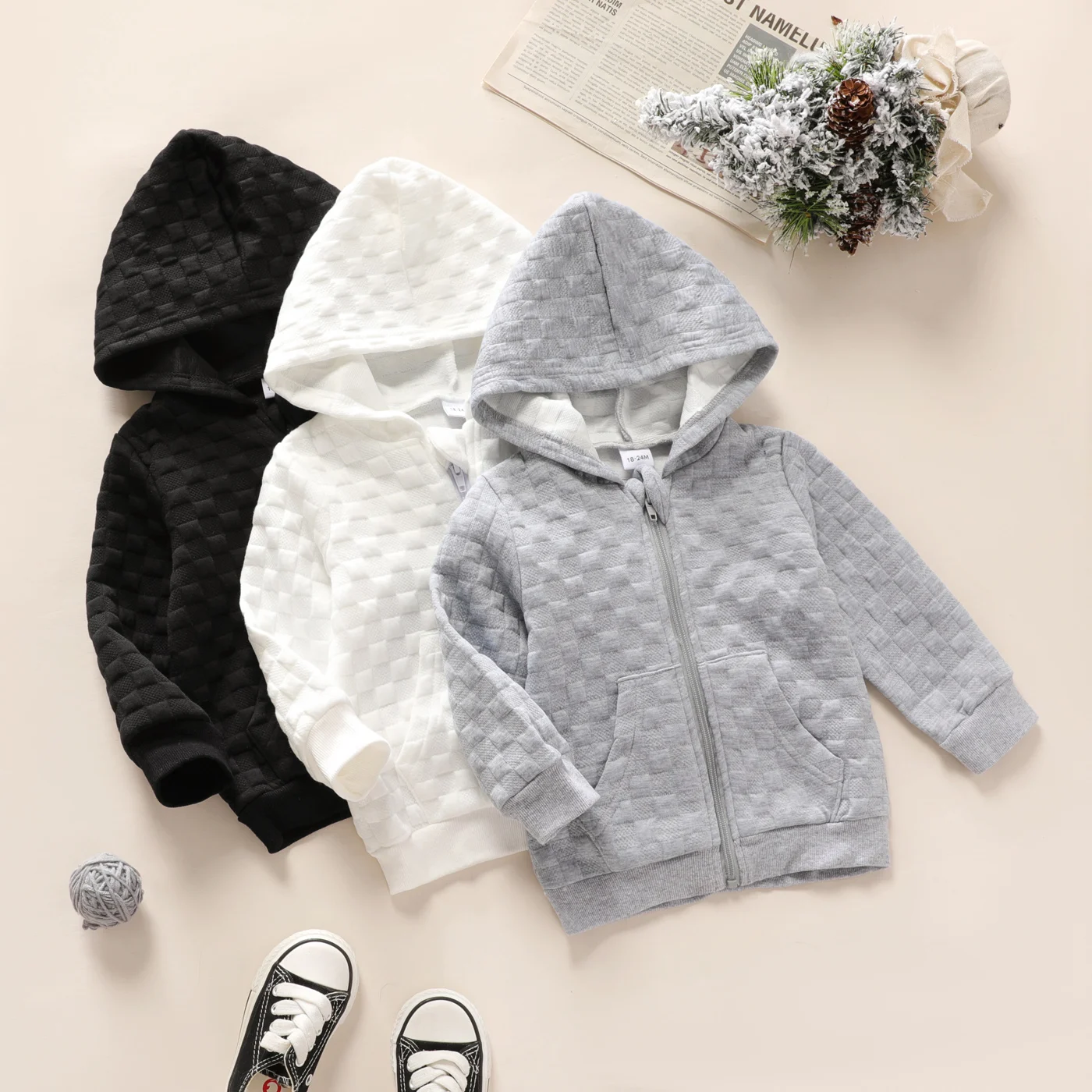 

2-6 Year Old Children's Clothing Boys And Girls Hooded Long Sleeved Cardigan Jacket Casual Sports Style