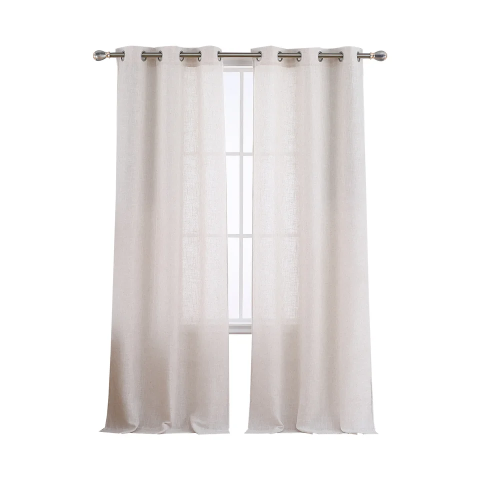 Linen Blend Textured Farmhouse Window Curtains